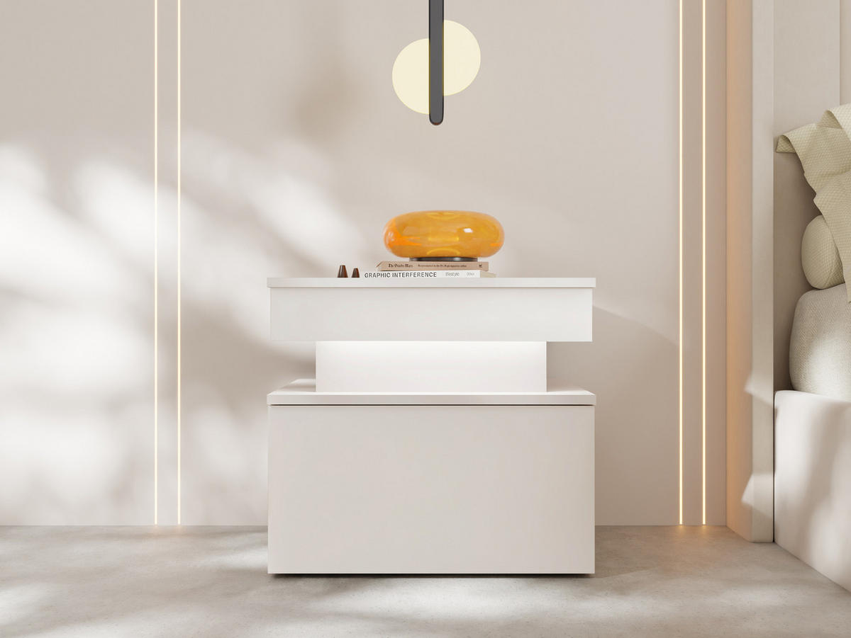 NACHTTISCH 1S Glossa Bis - Sandfarben, Holzwerkstoff/Kunststoff (55/51/39cm) - MIRJAN24