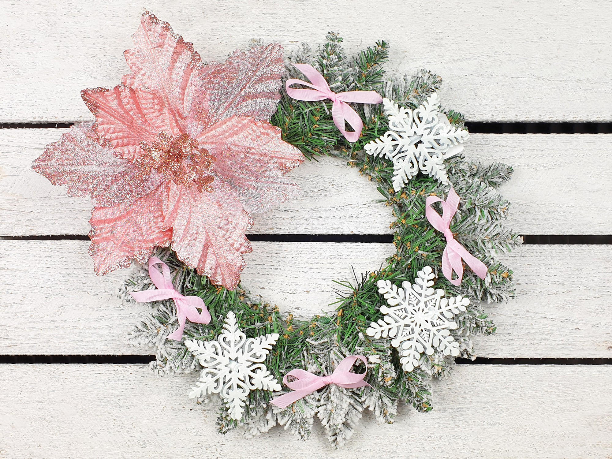 WEIHNACHTSKRANZ PRINZESSIN MAJA 30 cm - Pink/Weiß, Kunststoff (30/5cm) - LAALU