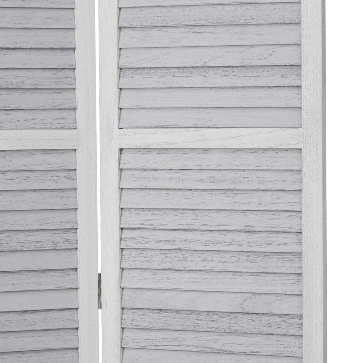 PARAVENT 3-tlg. 120/170 cm Weiß shabby washed - Weiß, Holz (120/170/2cm) - Homestyle4u