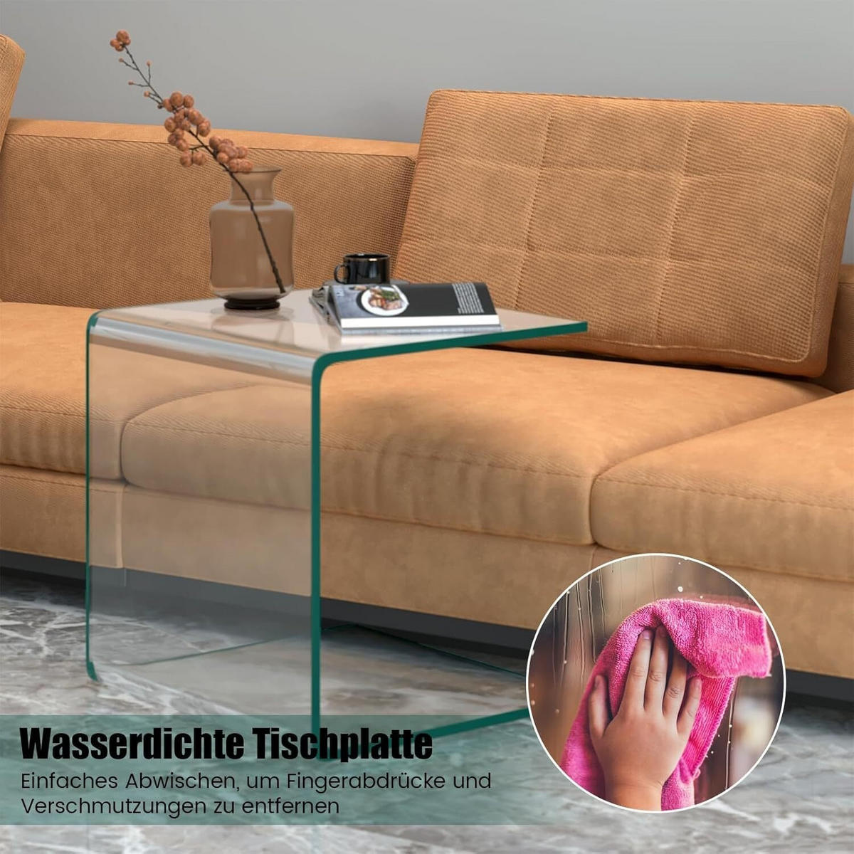 BEISTELLTISCH 41cm Clear - Klar, Glas (45/45/41cm) - COSTWAY