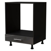 HERDUMBAUSCHRANK Essen D11K/60 Graphit Hochglanz / Schwarz Matt 60 / 50 / 82cm - Schwarz/Graphitfarben, Holz/Holzwerkstoff (60/82/50cm) - Feldmann-Wohnen