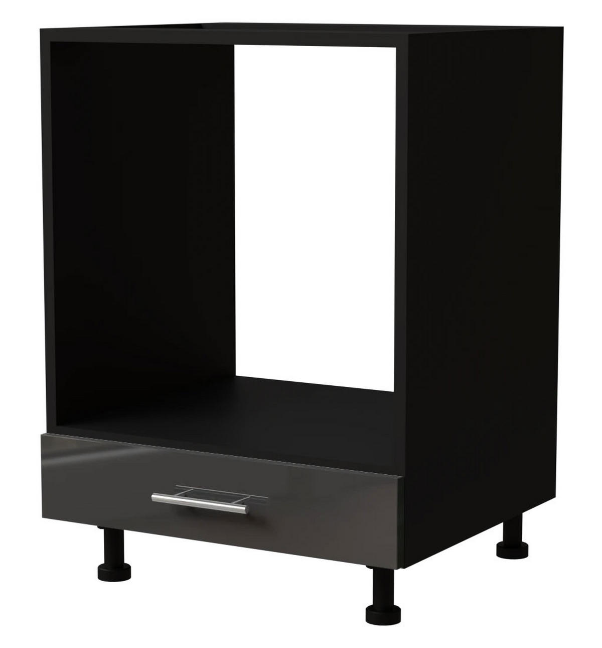 HERDUMBAUSCHRANK Essen D11K/60 Graphit Hochglanz / Schwarz Matt 60 / 50 / 82cm - Schwarz/Graphitfarben, Holz/Holzwerkstoff (60/82/50cm) - Feldmann-Wohnen