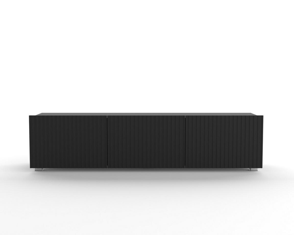 TV-LOWBOARD Kolder 150 cm Schwarz mit geriffelten Fronten - Silberfarben/Schwarz, Holzwerkstoff/Kunststoff (150/38/43cm) - Ravio