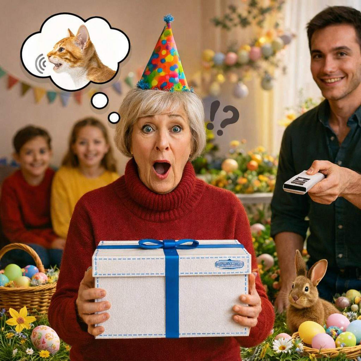 OSTERGESCHENKEBOX mit Soundfunktion 41/31/18 cm - Weiß, Metall (31/18/41cm) - DanDiBo