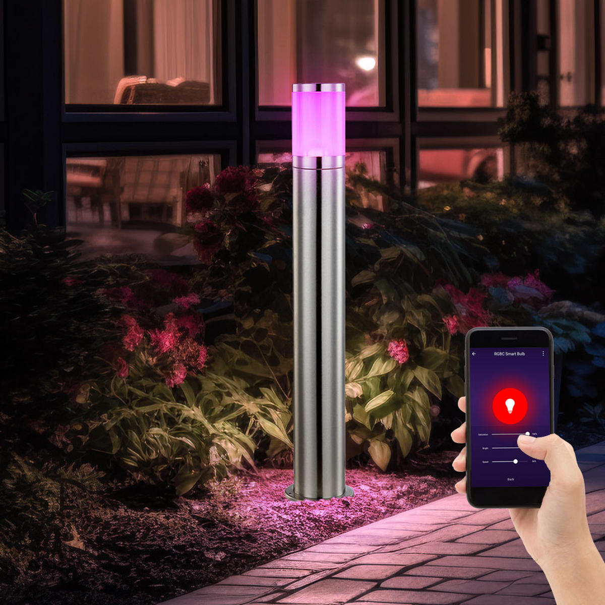 LED STEHLEUCHTE Edelstahl Silber - Silberfarben, Kunststoff (10.2/10.2/80cm)