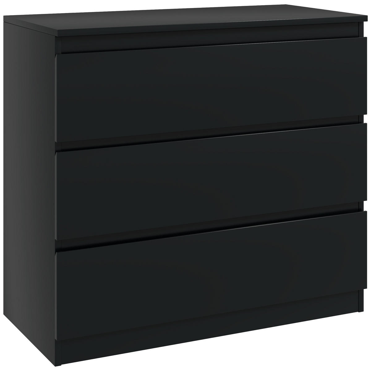 KOMOODE DE-12963 3 Schubladen, grifflos Schwarz - Schwarz, Holzwerkstoff (80/73/39cm) - ComfortXL