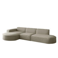 ECKSOFA Ottomane Palma Opera Velvet - Perlmutt, Holzwerkstoff/Textil (296/165cm) - Fun Möbel