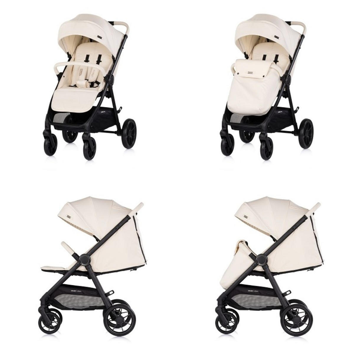 KINDERWAGEN Ultera creme klappbar Korb Federung Hinterradbremse Gurt - Beige, Metall (75/56/102cm) - Chipolino