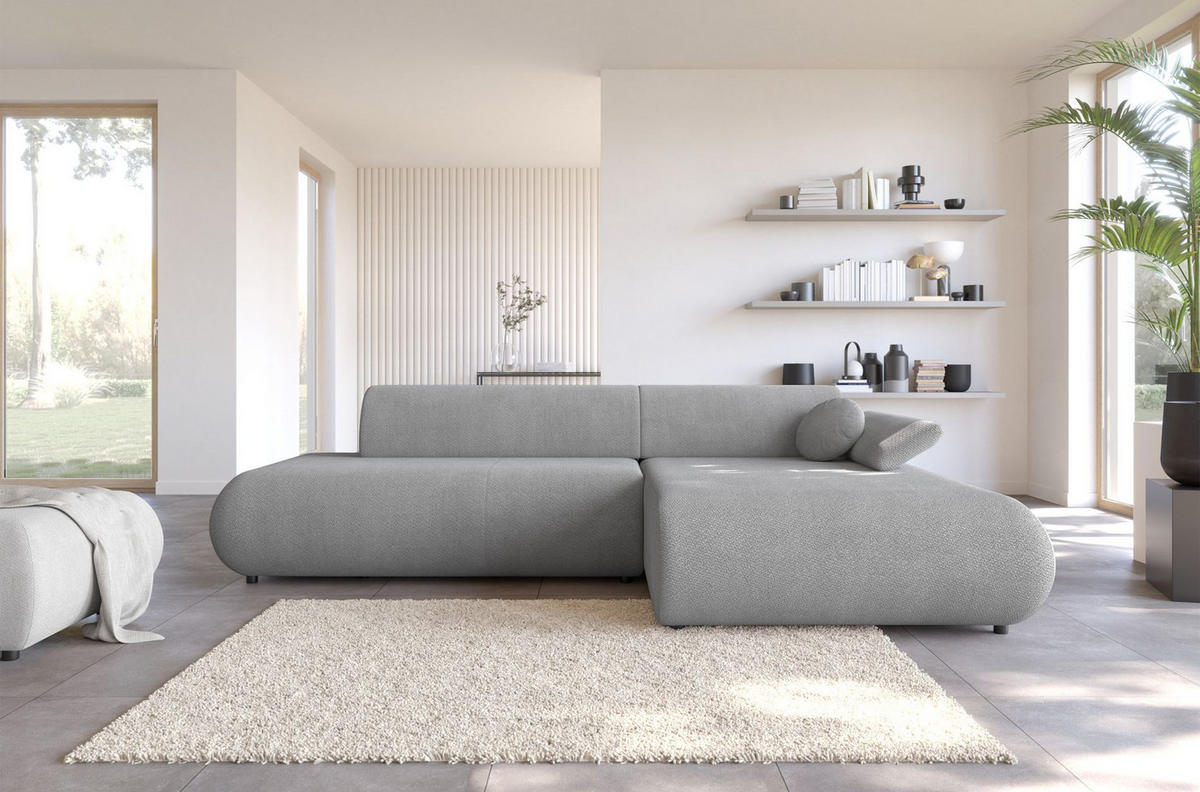 ECKSOFA Armone Grau Chenille - Schwarz/Grau, Kunststoff/Textil (173.5/286cm) - Selsey