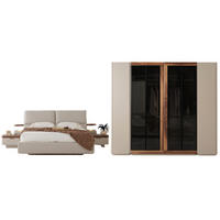 BETTANLAGE Estella Typ-3 Bett mit Kopfteil, 2 Nachttische und Kleiderschrank - Creme, Holzwerkstoff (160/200cm)
