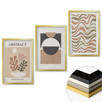 WANDBILDER 3er Set - 40x60 cm Goldrahmen - Abstrakte Formenmuster - Goldfarben, Kunststoff (40/60cm) - ArtPrintCave