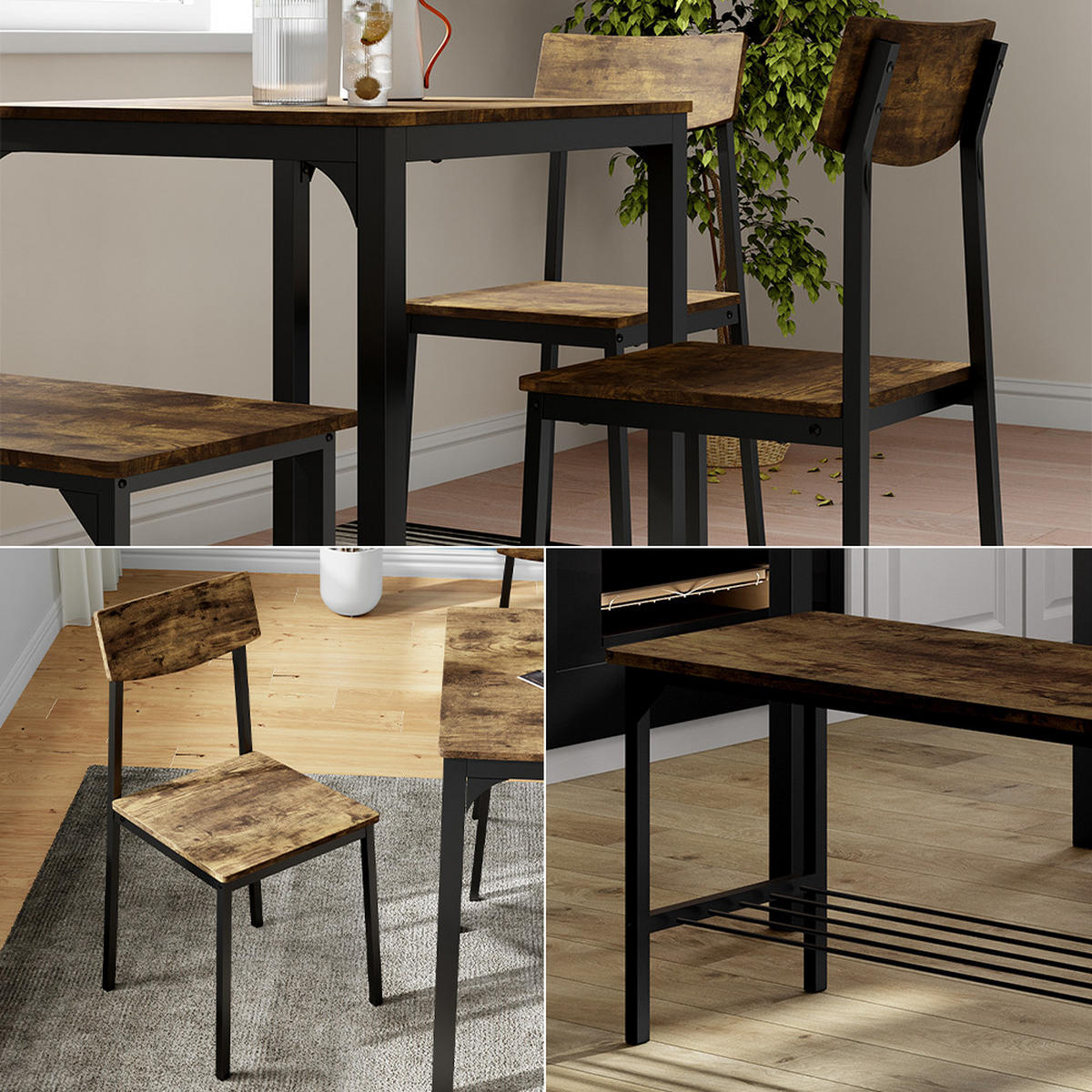 LAVICE A ŽIDLE Fyrk Černá/dubová rustikální - divoký dub/černá, kompozitní dřevo (85/46/36cm) - Vicco