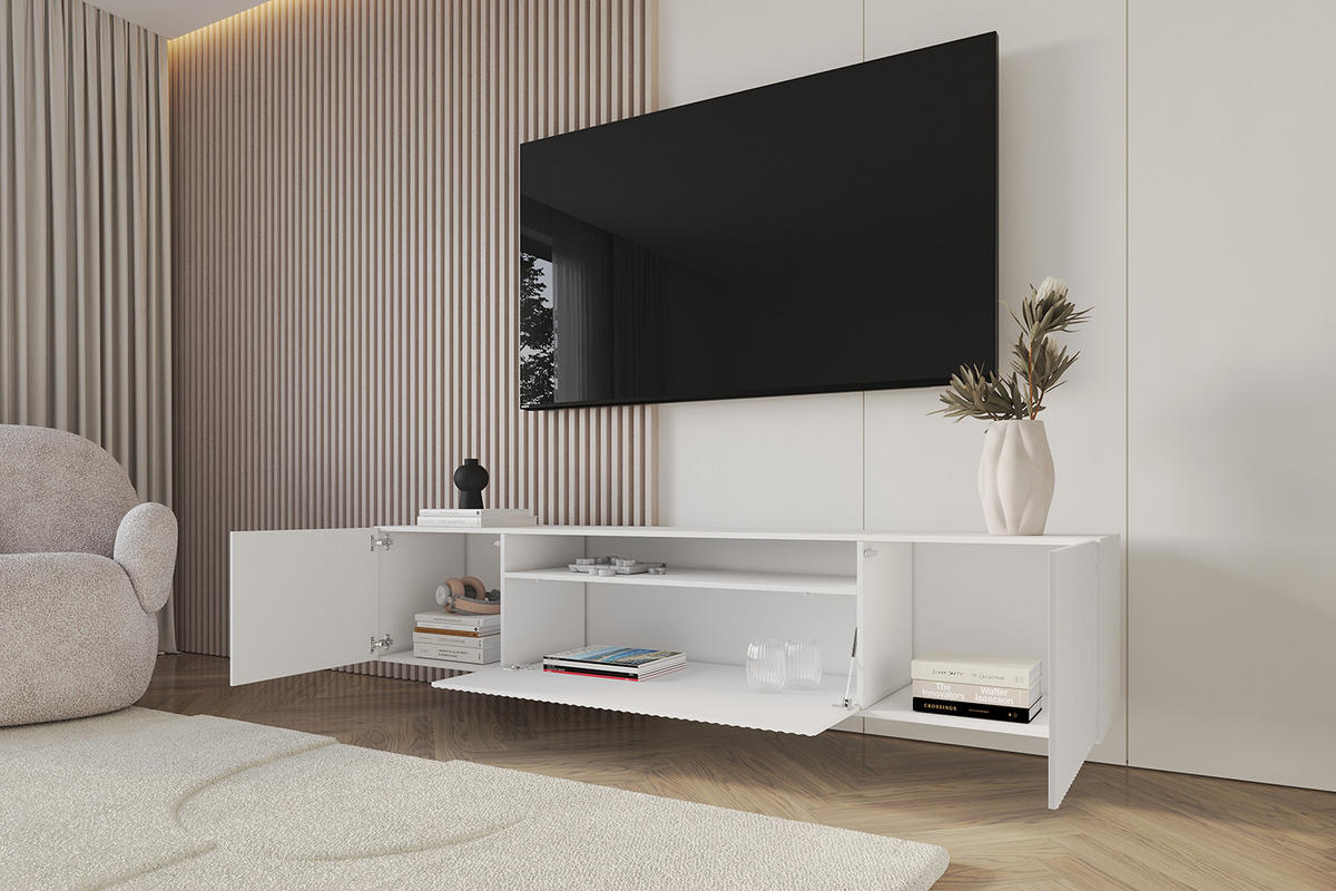 LOWBOARD NOA-2-W 200x40x41 cm - Weiß - Weiß, Holzwerkstoff (200/40/41cm) - ALTDECOR