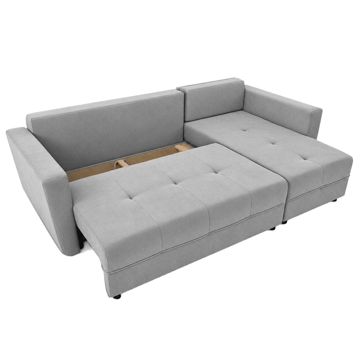 ECKSCHLAFSOFA Verona mit Bettkasten und universeller Ottomane 240 cm, Grau - Grau, Textil (240/148cm) - Beautysofa