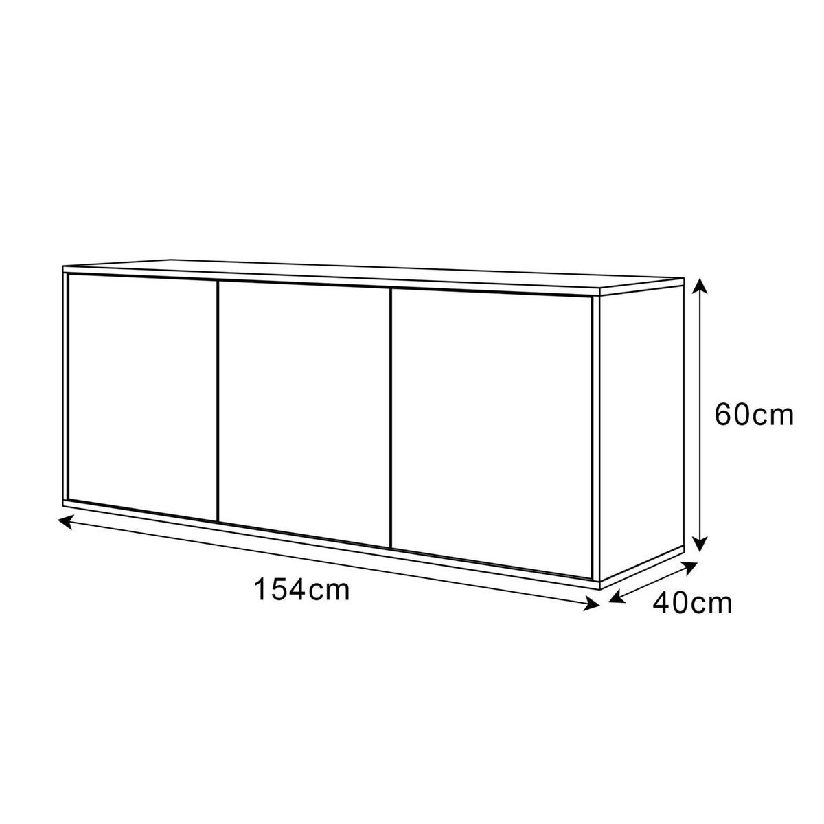 SIDEBOARD SANAYI Hängend Hochglanz Weiß - Weiß Hochglanz/Weiß, Holzwerkstoff (154/60/40cm) - Lookway