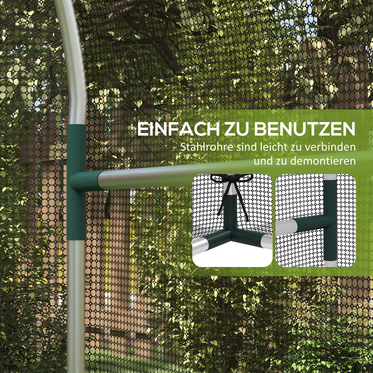 INSEKTENSCHUTZNETZ 1,2 x 1,5 m, für Garten, Balkon, HDPE, Schwarz - Schwarz, Metall (120/146/150cm) - Outsunny