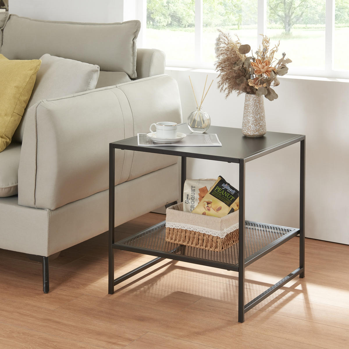 BEISTELLTISCH Ruokolahti - Schwarz, Metall (51/51/51cm) - [en.casa]