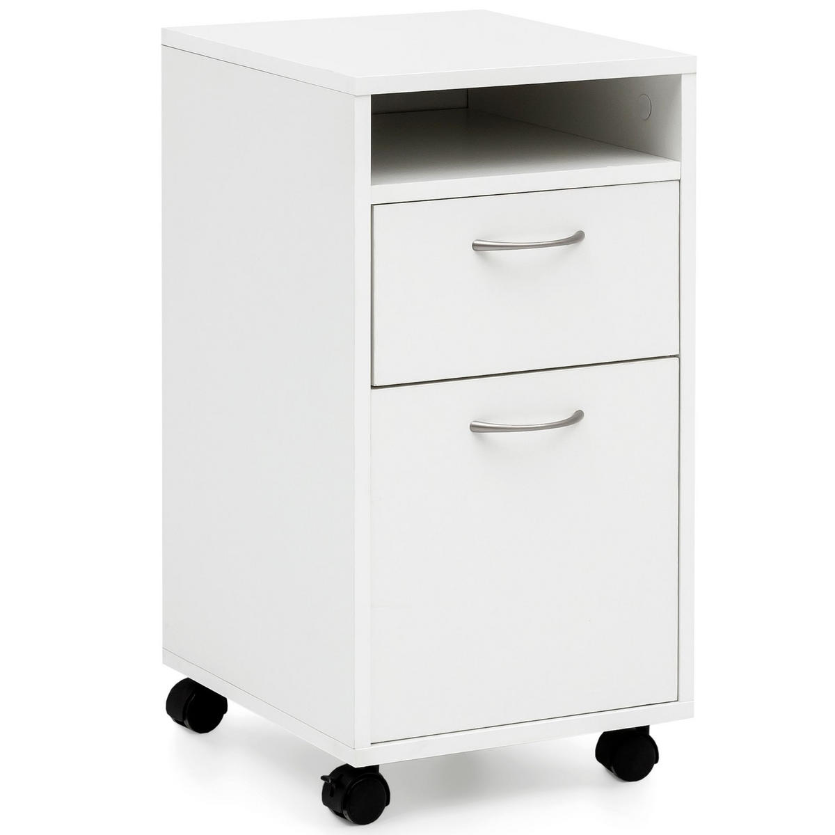 ROLLCONTAINER – Weiß, Schreibtischcontainer, viel Stauraum, Rollen, modern - Schwarz/Weiß, Holz/Kunststoff (33/63/38cm) - KADIMA DESIGN