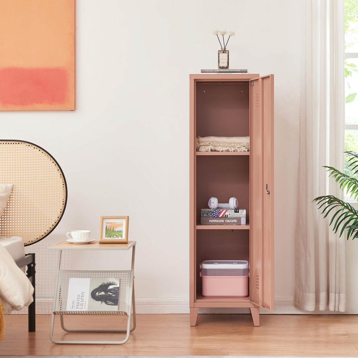 EINZELSPIND Kurikka - Hellbraun, Metall (38/137/38cm) - [en.casa]