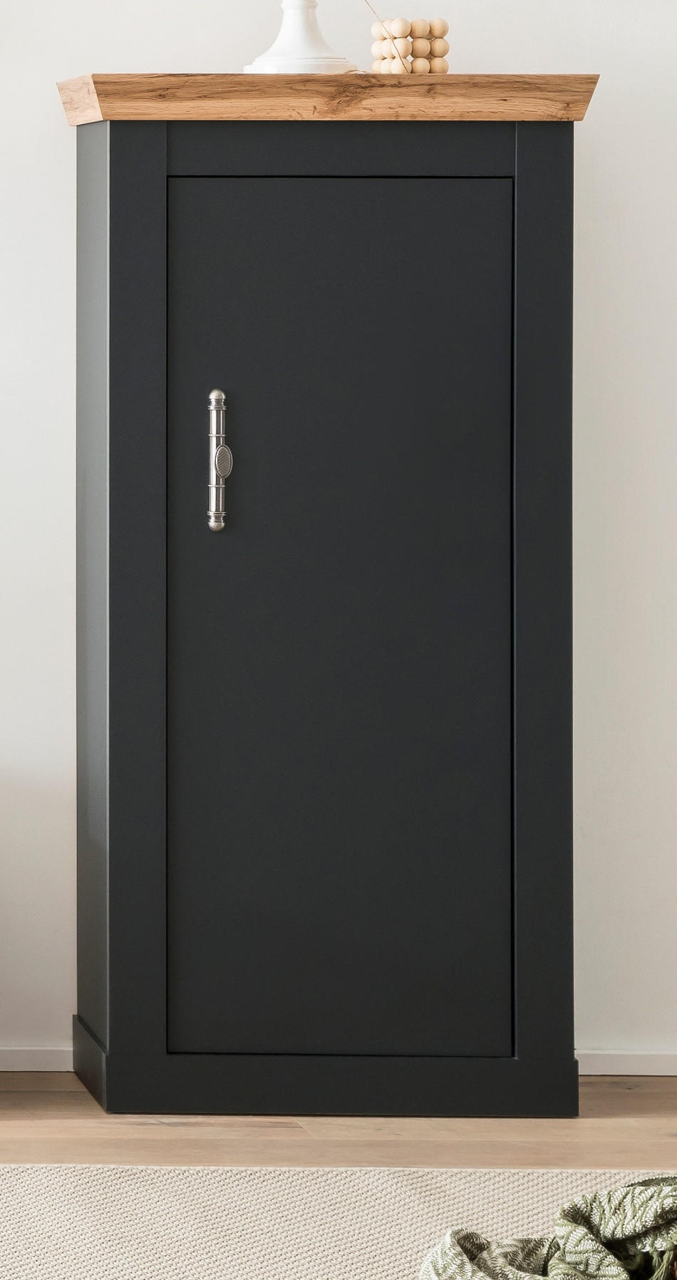 KOMMODE grau, Eiche Wotan, Landhaus 72cm, Highboard mit Soft-Close - Silberfarben/Eiche Wotan, Holzwerkstoff/Kunststoff (72/146/38cm) - Furn.Design