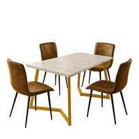 ESSTISCH SET Marmoroptik Weiß mit 4 Stühlen Wildlederoptik Braun - Braun, Holzwerkstoff (117/75/68cm) - Urban Meuble