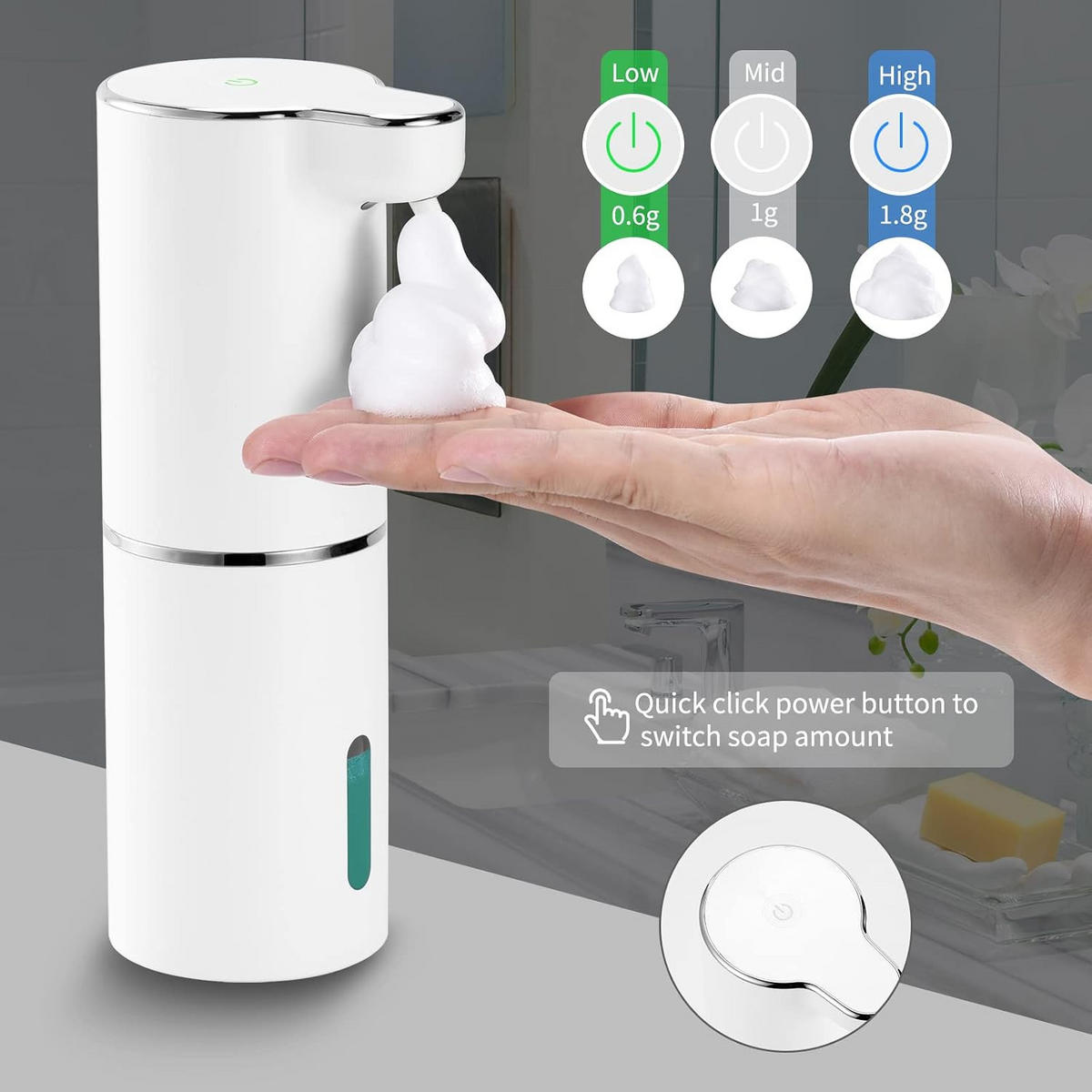 SENSORSEIFENSPENDER , Automatischer Wandseifenspender 300 ml - Weiß, Kunststoff (9.8/7/22cm) - BELZ