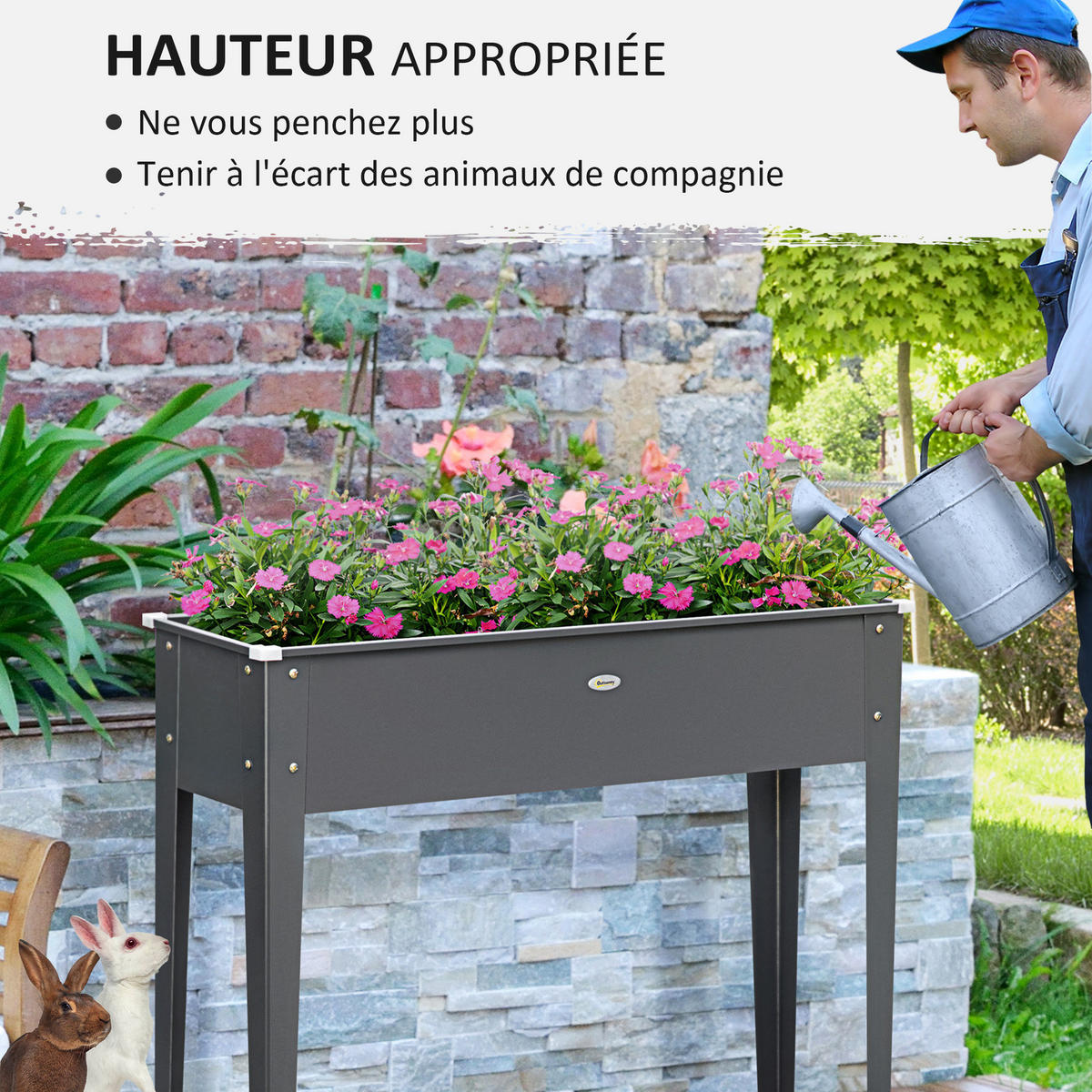 HOCHBEET DE-15980 mit Abflussloch Grau - Grau, Metall (100/80/30cm) - ComfortXL