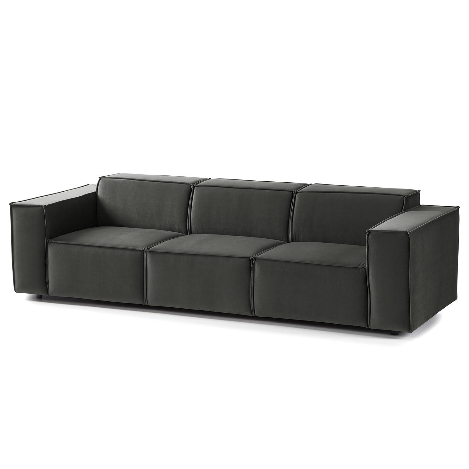 3-SITZER SOFA - Schwarz/Grau, Kunststoff/Textil (260/70/96cm) - home24
