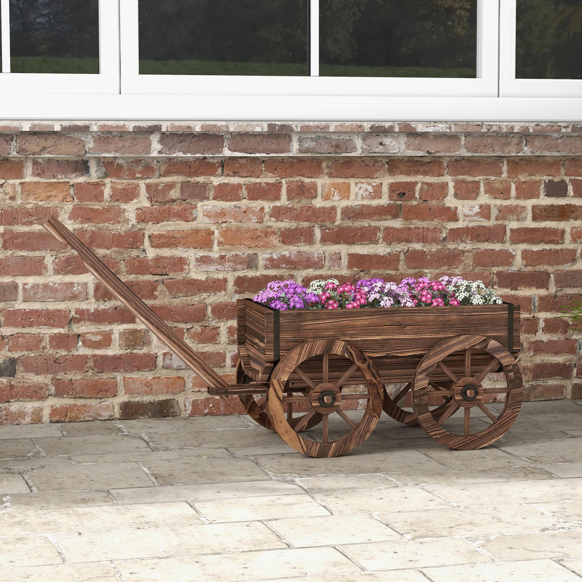 PFLANZENKASTEN für Garten, Terrasse, bis 30 kg belastbar, Verkohlt, 120 x 41 x 54 cm - Braun, Holz (41/54/120cm) - Outsunny