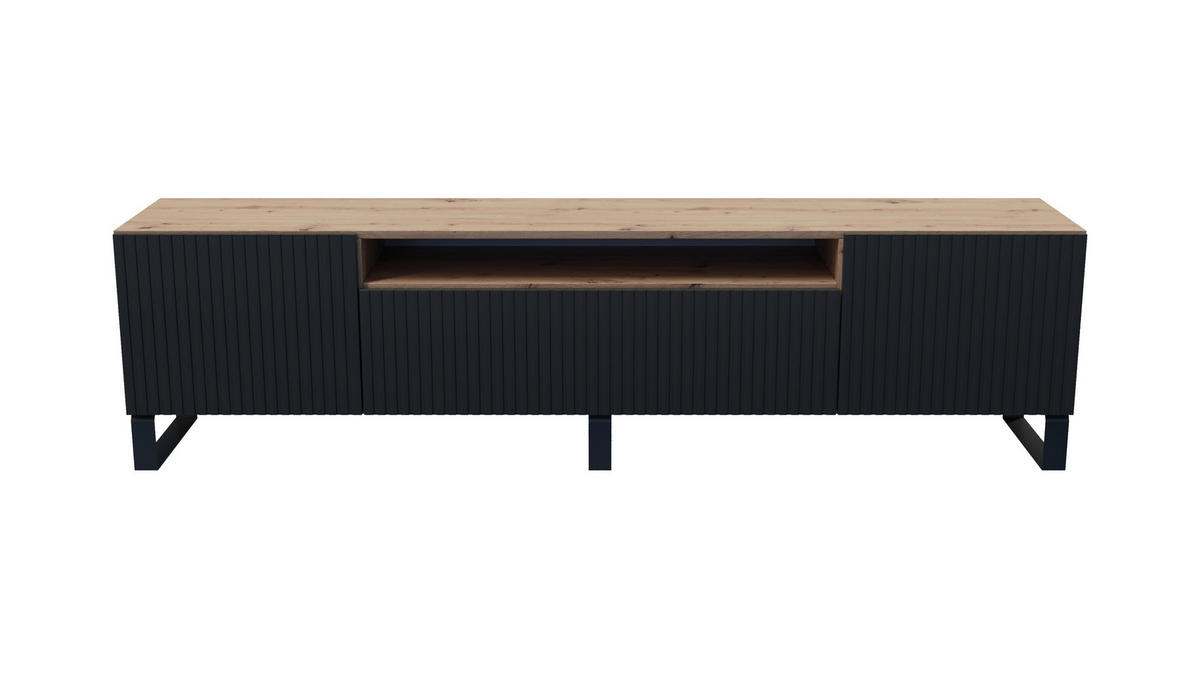 LOWBOARD TILO-S - 200 x 53 x 41 cm - Schwarz/Eiche Artisan, Holzwerkstoff (200/53/41cm) - ALTDECOR