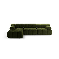 ECKSOFA modular links Bellis aus Boucle grün 4 Sitzplätze - Grün, Textil (155/282cm) - Micadoni