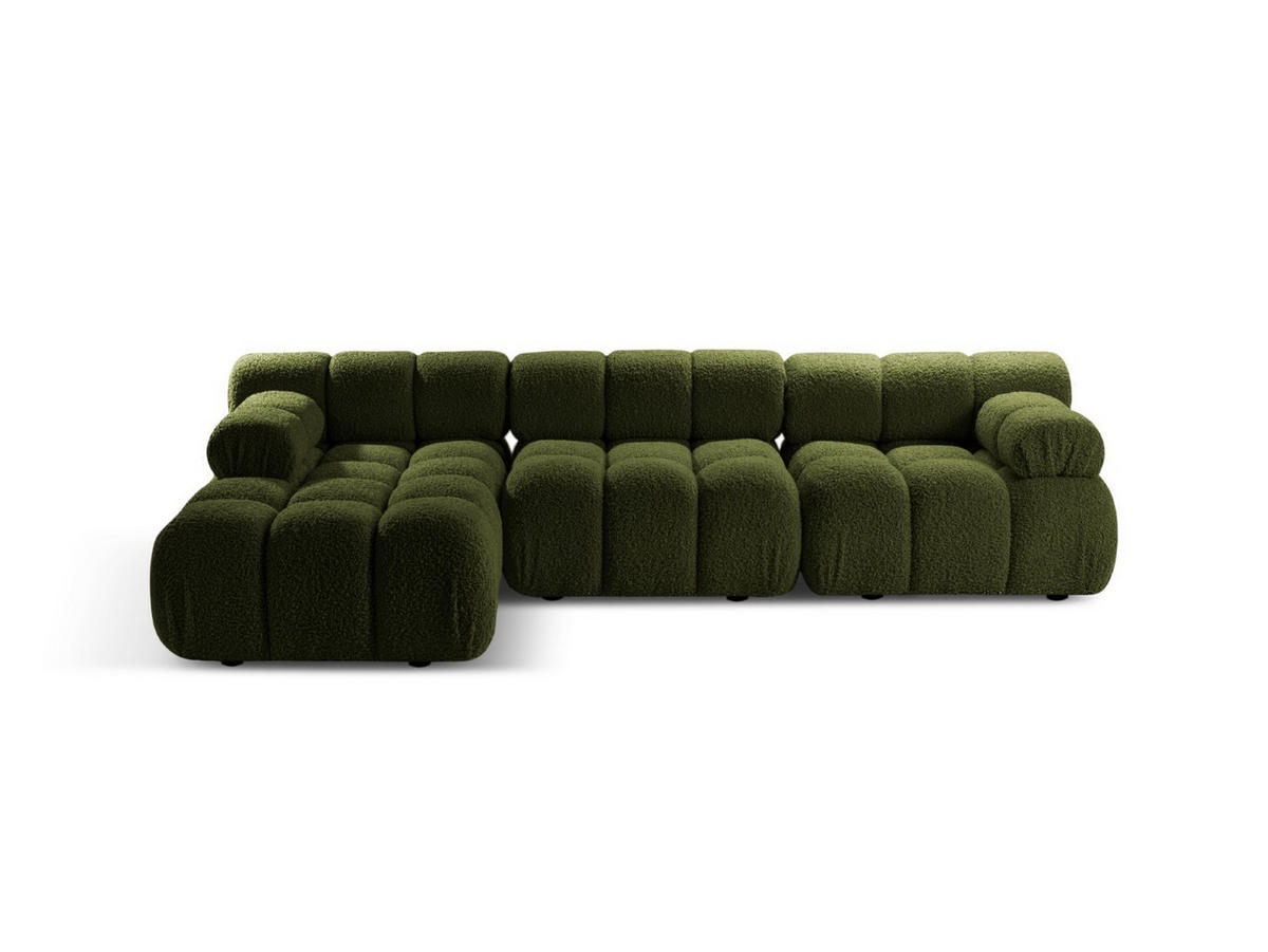 ECKSOFA modular links Bellis aus Boucle grün 4 Sitzplätze - Grün, Textil (155/282cm) - Micadoni