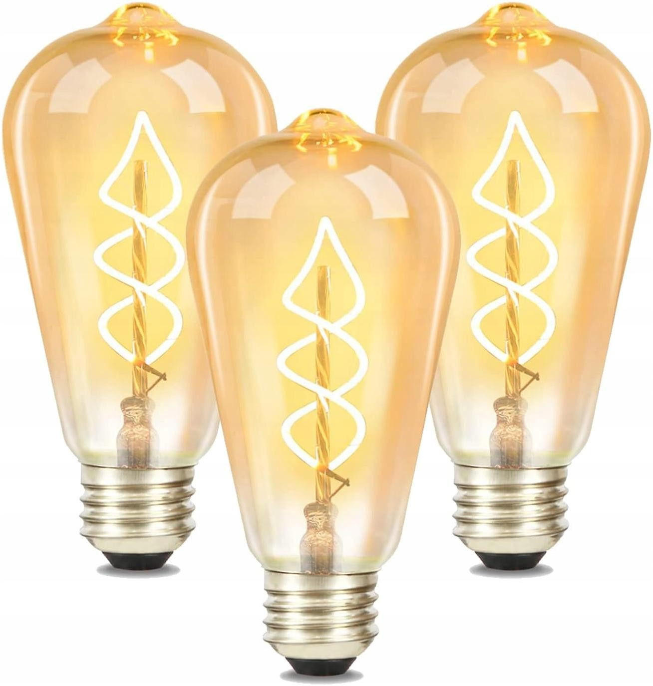 LED žárovky Ansel II 13,5/6,4/6,4 cm (balení po 3 ks) - hnědá, sklo (6.4/6.4cm) - Nettlife