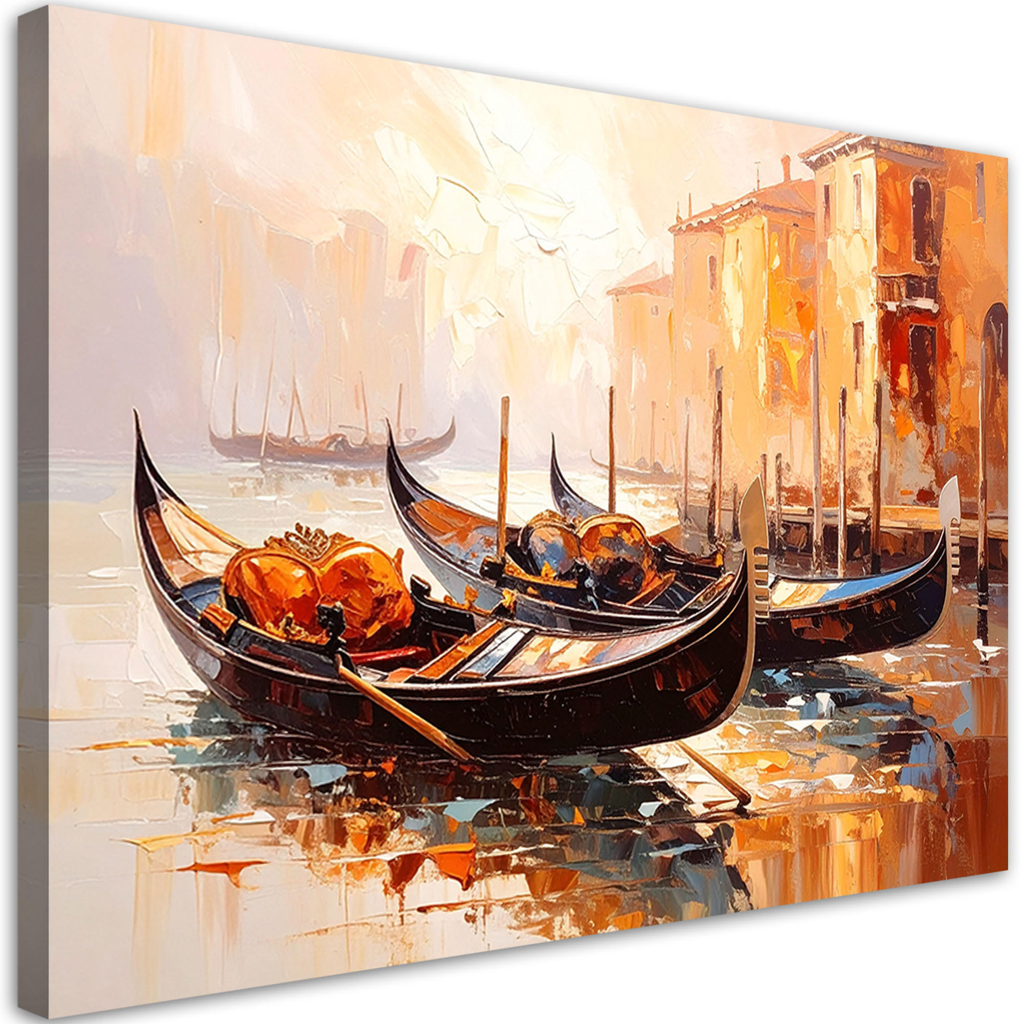 LEINWANDBILD Venedig Stadt Gondeln Beige 100x70cm - Beige, Textil (100/70cm) - Feeby