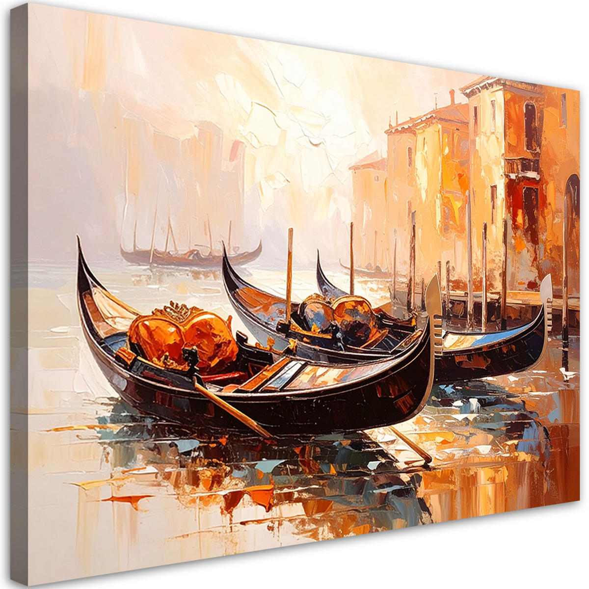LEINWANDBILD Venedig Stadt Gondeln Beige 100x70cm - Beige, Textil (100/70cm) - Feeby