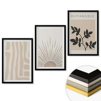 WANDBILDER 3er-Set - 40x60 cm Schwarzer Rahmen - Abstrakte Pflanzenmuster - Schwarz, Kunststoff (40/60cm) - ArtPrintCave