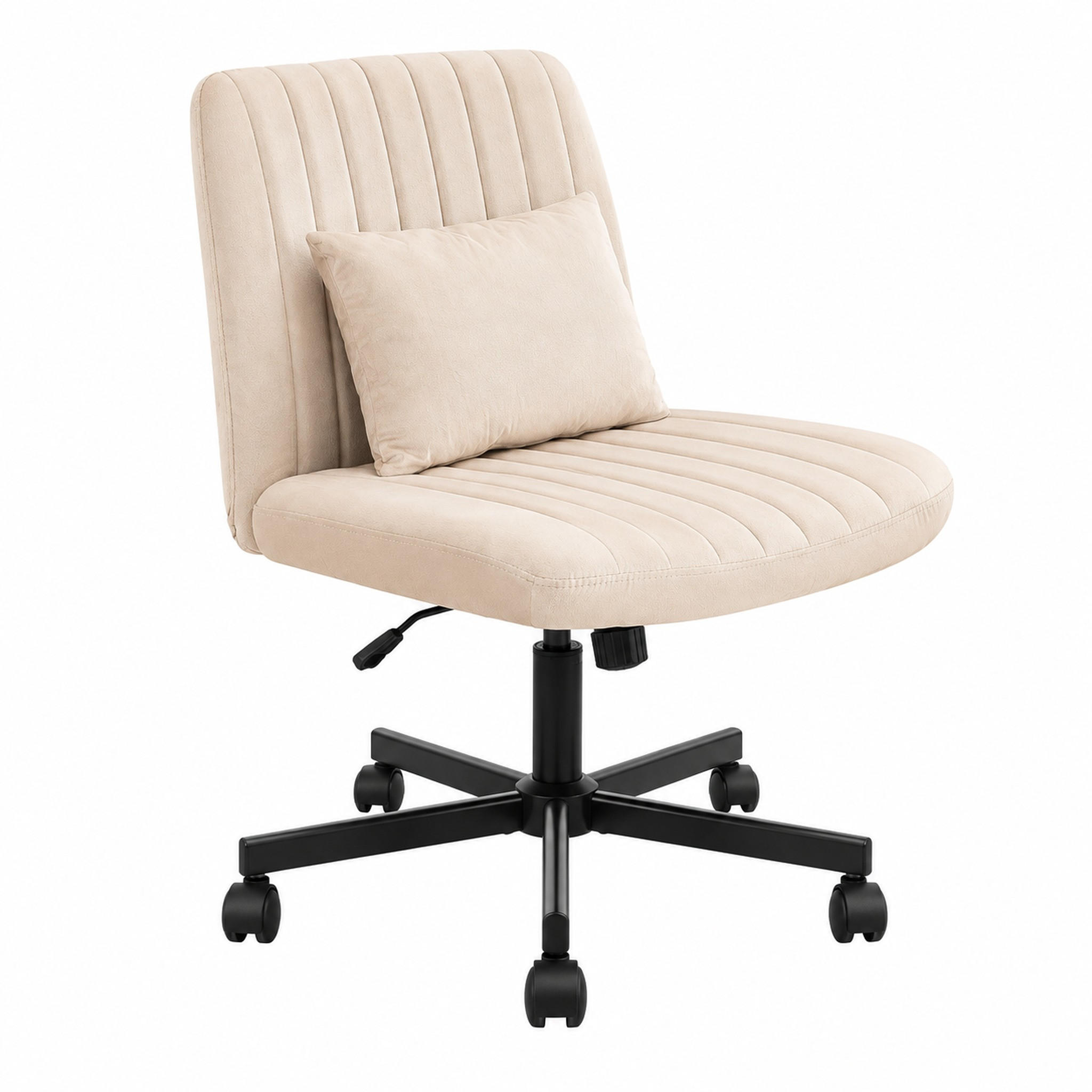BÜROSTUHL höhenverstellbar Stoff Beige mit Rollen - Beige, Kunststoff (25.2/33/21.5cm) - Meubliv