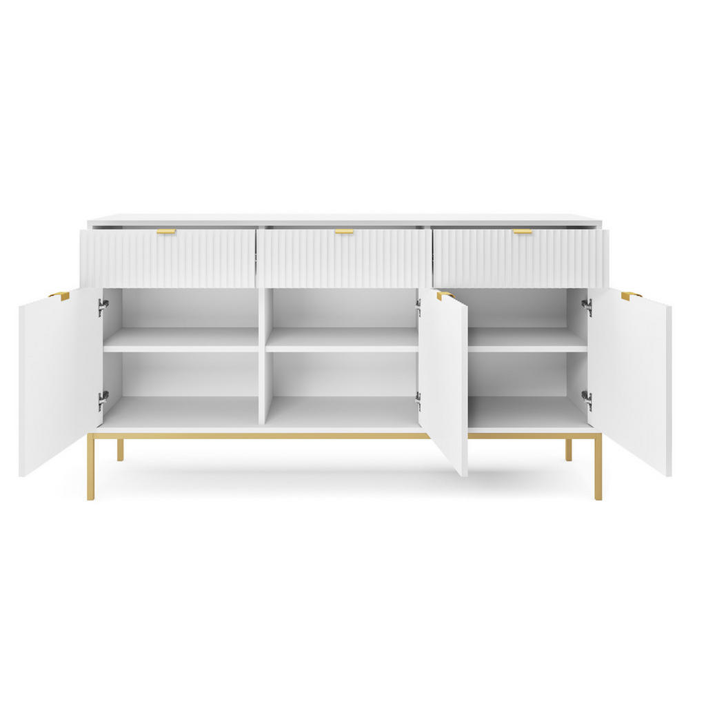 Thumbnail - DomoHome Kommode, Weiß, Gold, Holzwerkstoff, Rechteckig,Rechteckig, 154x83x39 cm, Wohnzimmer, Kommoden & Sideboards, Sid...