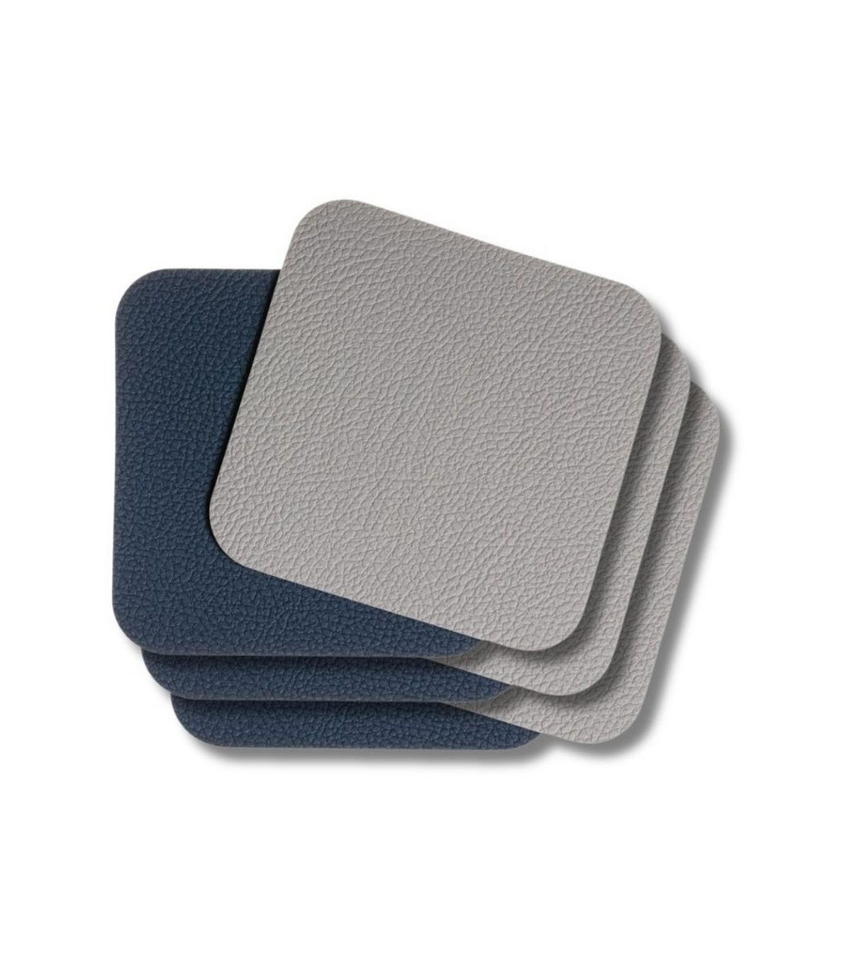 UNTERSETZER - Veganes Leder - Grau / Blau - doppelseitig - 10 x 10 cm - 6 Stück - Blau, Kunststoff (10/10cm) - Cookinglife