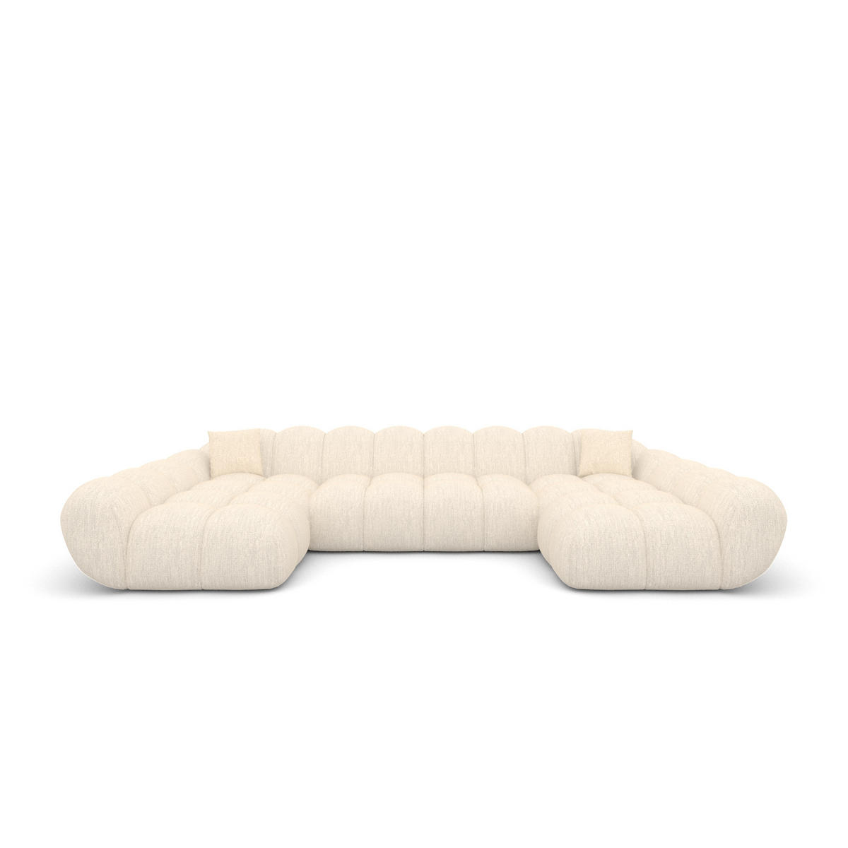 WOHNLANDSCHAFT Liva Creme Strukturstoff U-Form XXL Studio - Creme, Textil (330/70/160cm) - VAROYAL