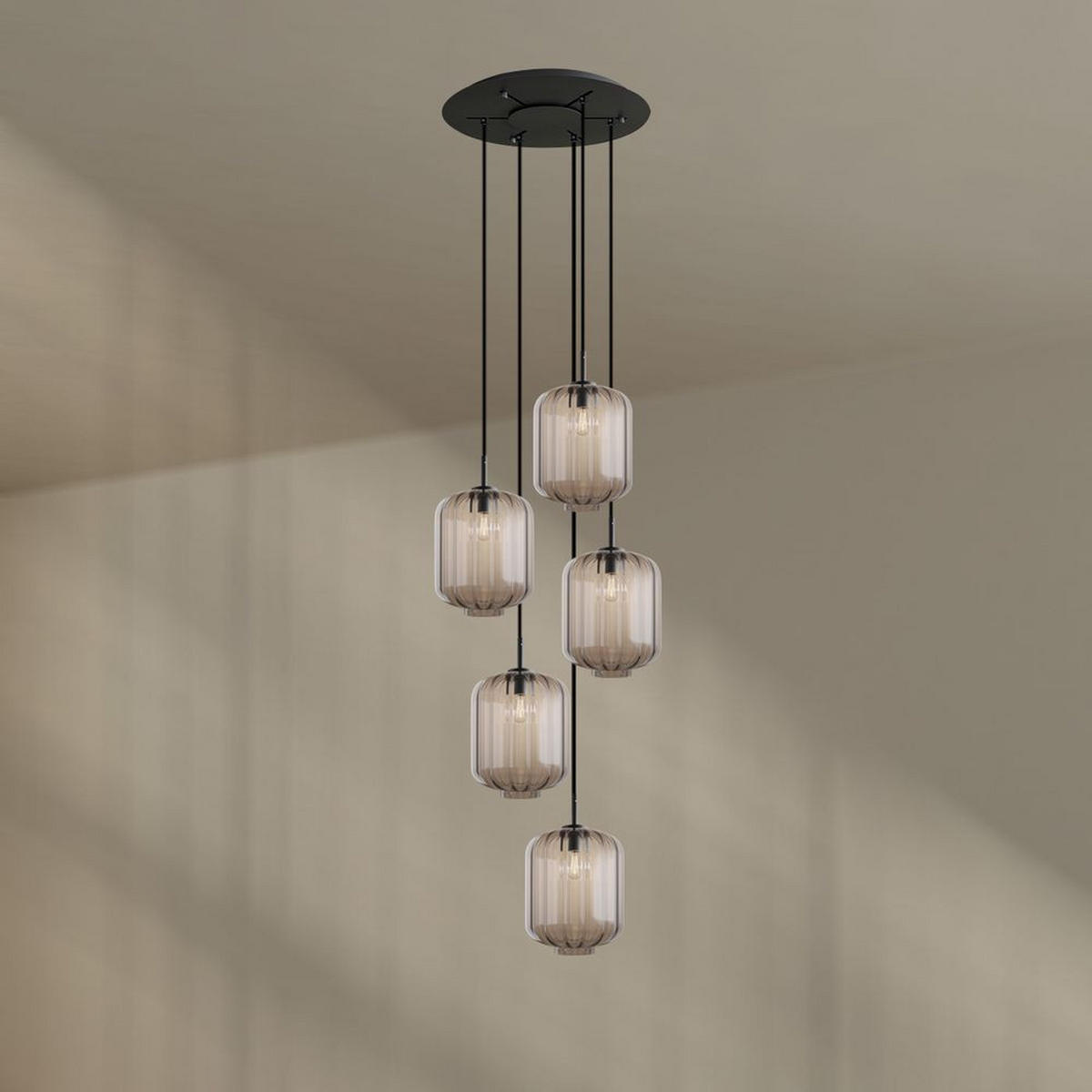 GALERIELEUCHTE Velo 5-flammig Klar Ø 25cm - Klar/Schwarz, Glas (25/25/27cm) - s.luce