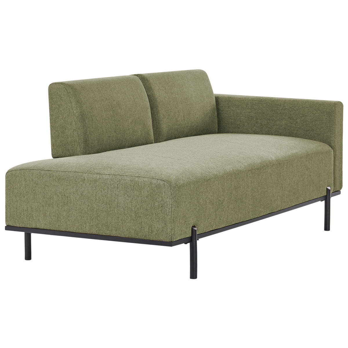 ČALOUNĚNÉ LEHÁTKO CHAISE LONGUE Umělý len Zelené Savasse - černá/zelená barva, textil (170/78/85cm) - Beliani