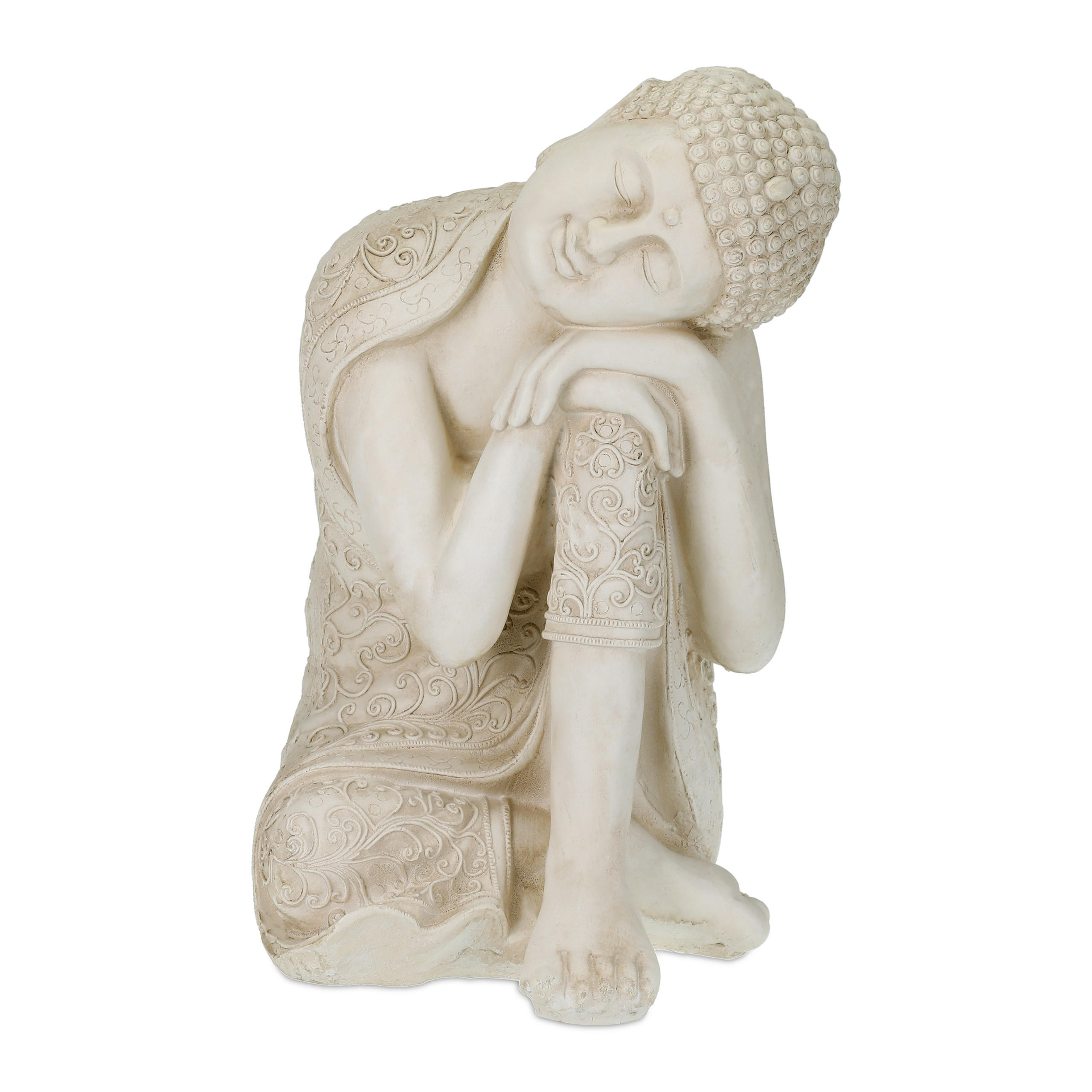 BUDDHA-FIGUR - Creme, Kunststoff (40.5/61/38cm) - Relaxdays