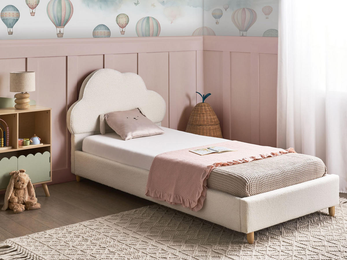 KINDERBETT 90/200 cm Cremeweiß Bellevue - Weiß/Braun, Textil (90/200cm) - Beliani