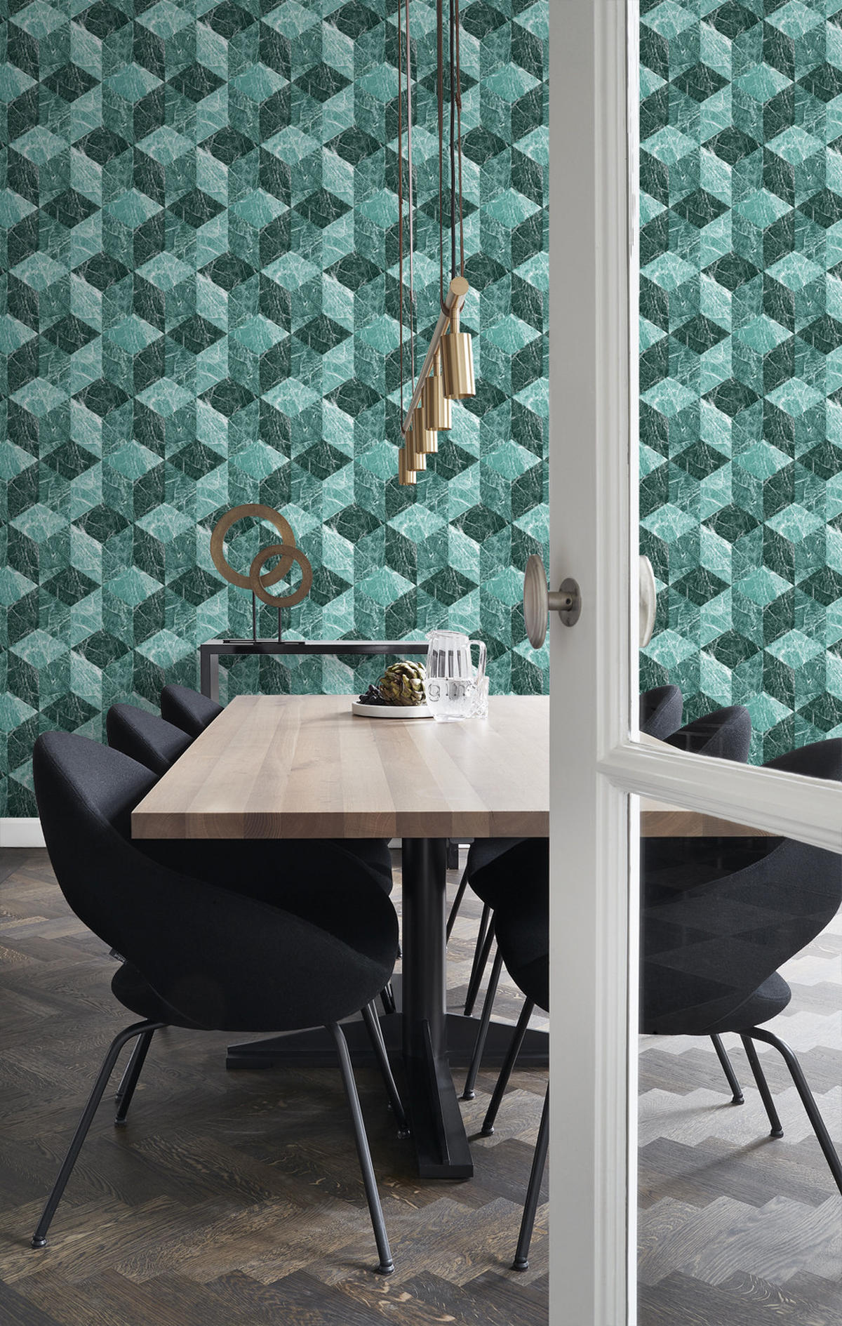 TAPETE 3D Marmor Motiv 53 cm x 10.05 m - Grün, Papier (53/1000cm) - Origin Wallcoverings