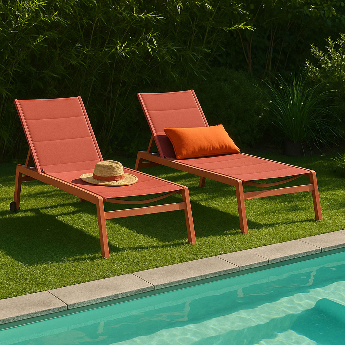 SONNENLIEGE 2-tlg., Lehm - Rotbraun, Metall (65/103/169cm) - Oviala