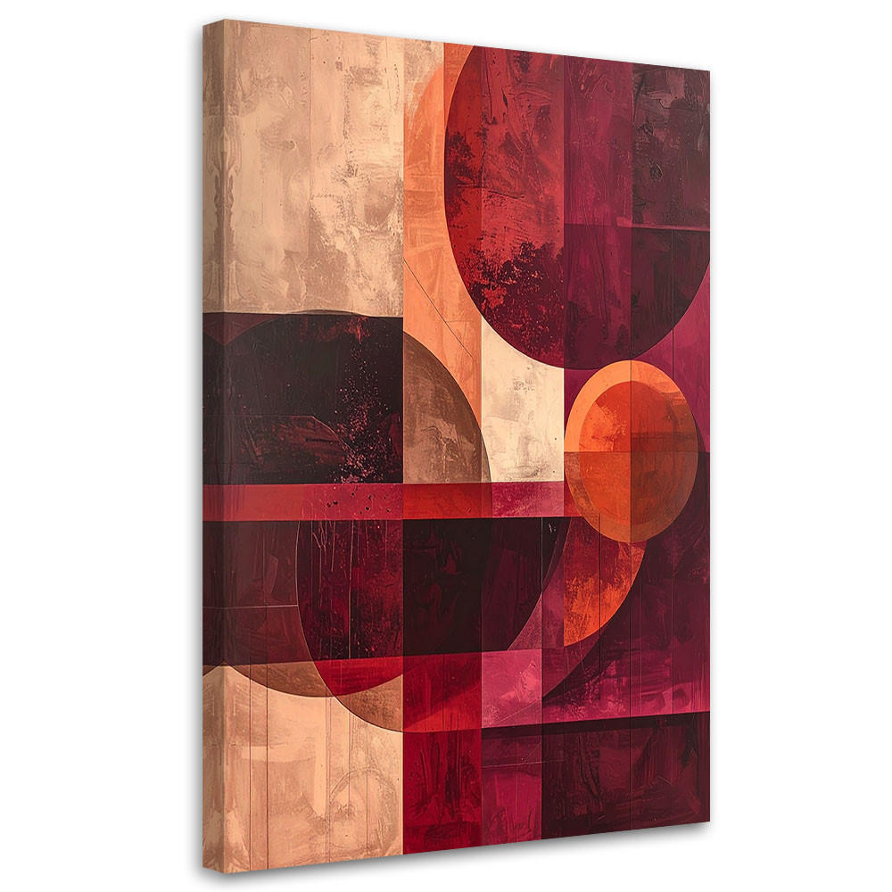 LEINWANDBILD, Geometrische Abstraktion in Burgunder- und Rottönen - Rot, Textil (70/100cm) - Feeby