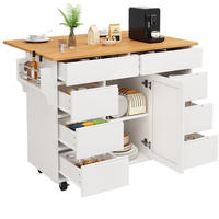 KÜCHENINSEL mit Klapptisch 122 x 74,5 x 91,5 cm Weiß MDF - Weiß, Holz (74.5/91.5/122cm) - Beauniv