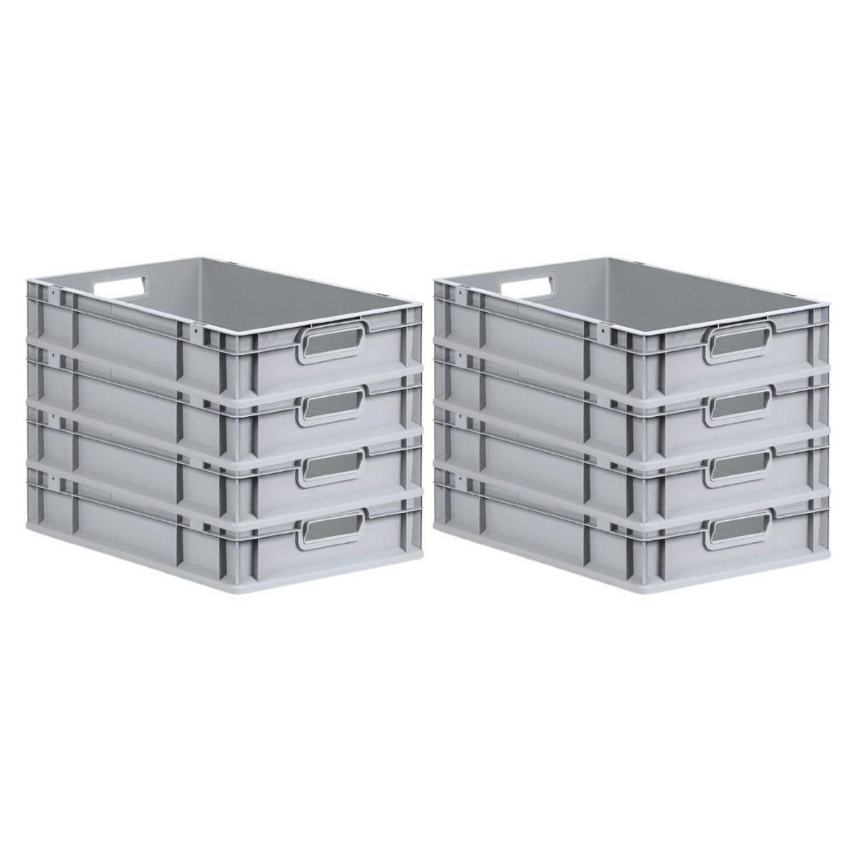 EUROBOX 8x Nextgen Economy Mit Scharnierdeckel Grau/Schwarz Griffe Offen 23 Liter - Schwarz, Kunststoff (40/12/60cm) - PROREGAL