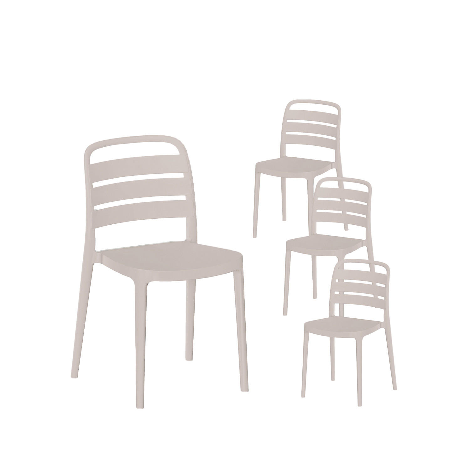 GARTENSTUHL Zira Beige 42 cm x 80 cm 4er-Set - Beige, Kunststoff (42/80/52cm) - Klast Home